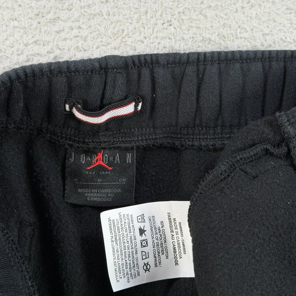 Air Jordan Joggers Mens Small Black Fleece Loose Fit Drawstring Gym Sweatpants